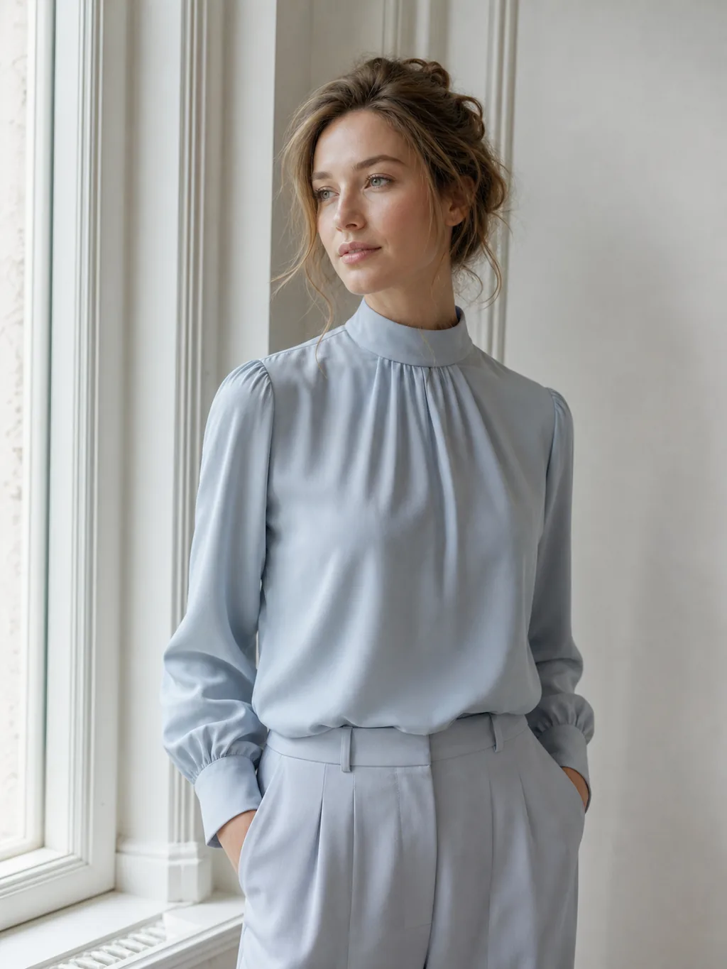 Muse Image AI-generated editorial fashion portrait with soft highlights