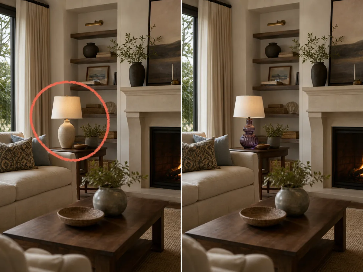Muse Image AI sketch-to-edit sample — before and after showing only the circled region redrawn